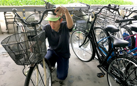 キタミ・クリーンファームの自転車のリサイクル